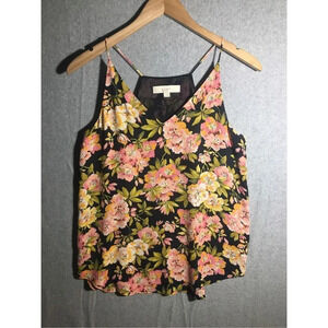 Womens Loft Tank Top Floral V Neck Feminine Romantic Date Valentines Day